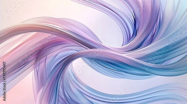 Fototapeta An abstract image presenting smooth waves intertwining in a soft dance of lavender, pink, and baby blue hues