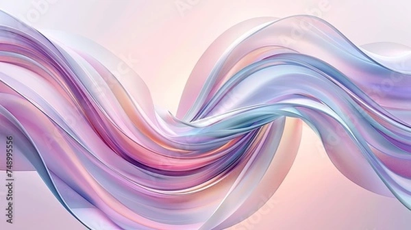 Obraz An abstract image presenting smooth waves intertwining in a soft dance of lavender, pink, and baby blue hues