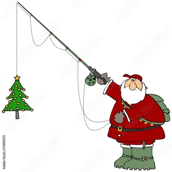 Obraz Santa catching a Christmas tree