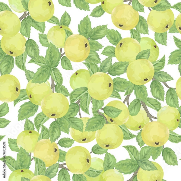 Fototapeta Summer pattern with green apples