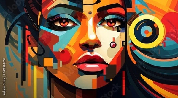 Fototapeta a woman's face with colorful shapes