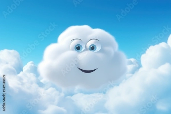Obraz a cartoon cloud with a face and eyes