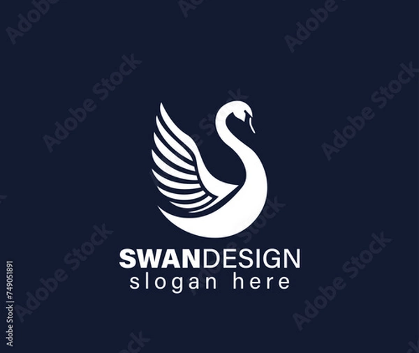 Fototapeta Spreading wings swan logo