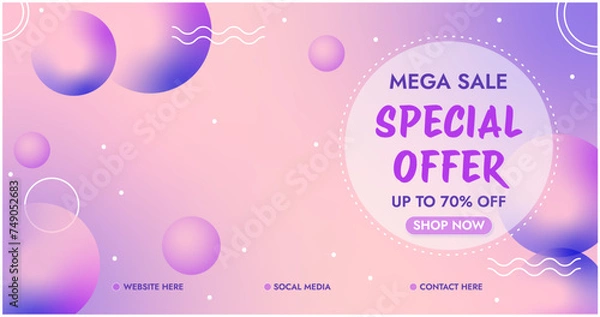 Obraz discount banner. Promotion design for product advertisement. Photo effect vector illustration