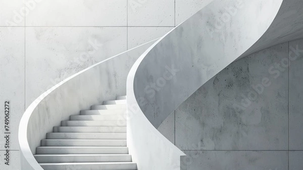Obraz Modern white staircase spiraling, abstract architectural design