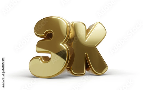 Obraz 3k Dourado com Fundo Transparente e Sombra