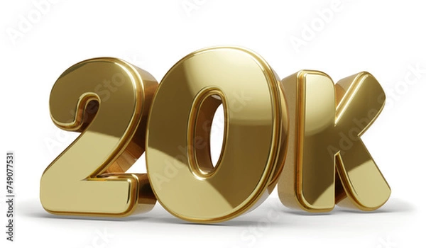 Obraz 20k Dourado com Fundo Transparente e Sombra