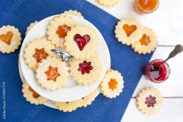 Obraz Linzer Kekse mit Marmelade