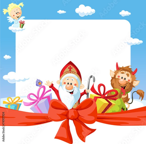 Obraz saint nicholas frame - funny vector background illustration