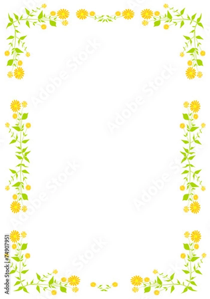 Obraz Frame with plant and orange flowers.