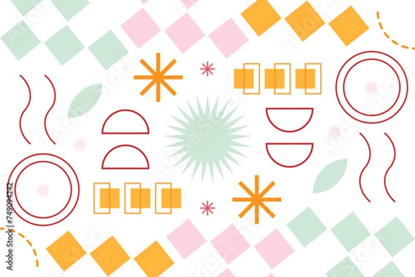 Obraz Memphis Shape Geometric Background Template 