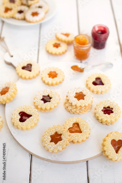 Obraz Linzer Butterkekse mit Marmelade
