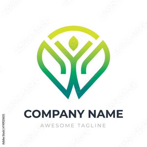 Fototapeta Gradient Letter W logo design