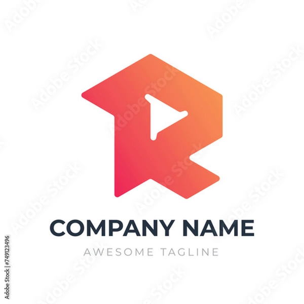Fototapeta Gradient Letter R logo design