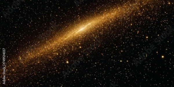 Fototapeta Shiny gloss gold texture background material with copy space galactic star dust in black space