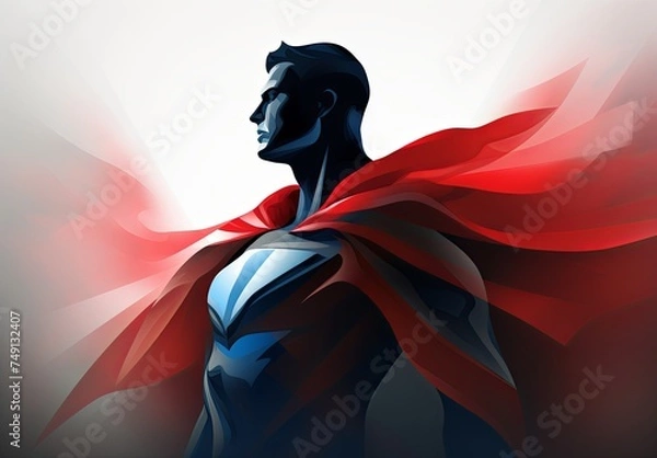 Fototapeta An illustrated masterpiece features a savvy and brilliant superhero striking a pose against a pure background, emanating both power and charisma.