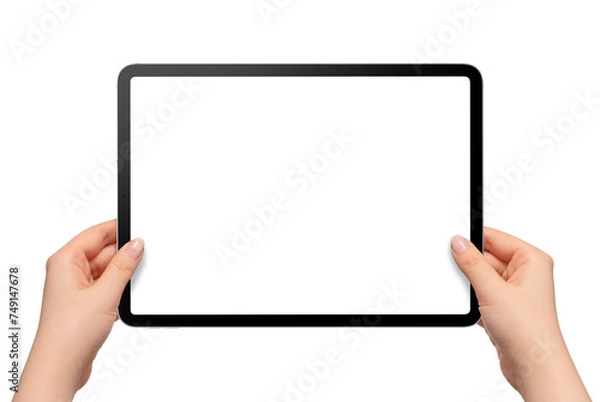 Fototapeta タブレットPCを持っている手の画像合成用素材