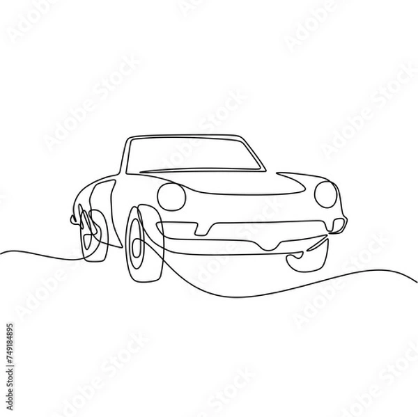 Obraz Single continous line art of classic car