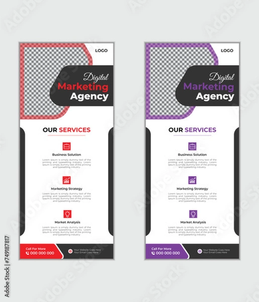 Fototapeta Roll up business template layout Creative vector rollup banner design template trendy gradient colors design vector bundle Modern creative corporate business roll up