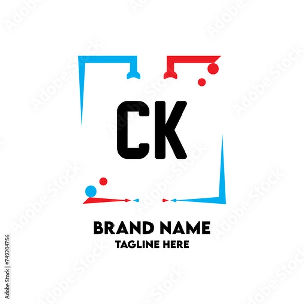 Fototapeta CK Square Framed Letter Logo Design Vector