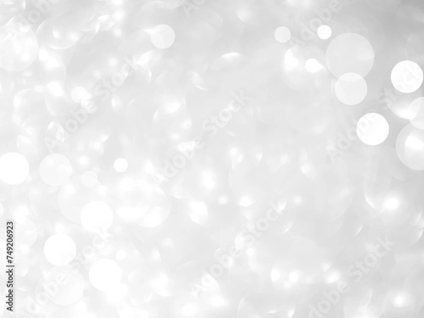 Fototapeta Bokeh Background Light Glow White Blur Party Celebrate Texture Abstract Effect festive Blurry Holiday Effect Glitter Silver Grey Dreamy Soft Pattern Luxury Mockup Season Winter Summer Backdrop Magic.