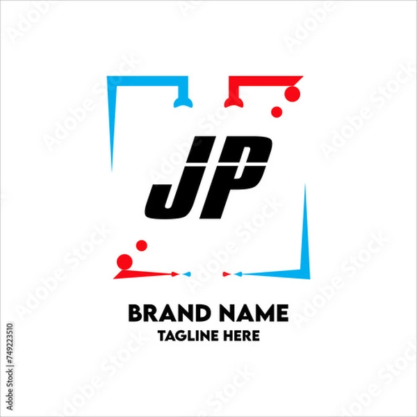 Obraz JP Square Framed Letter Logo Design Vector