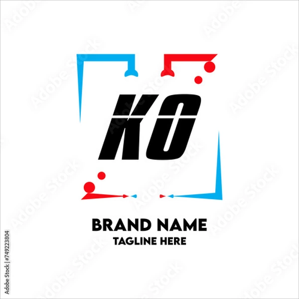 Obraz KO Square Framed Letter Logo Design Vector