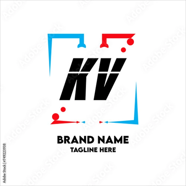 Obraz KV Square Framed Letter Logo Design Vector