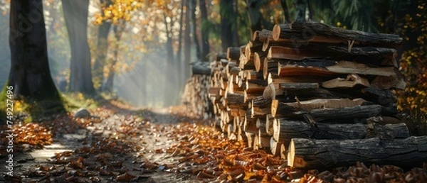 Fototapeta A Pile of Logs in the Forest