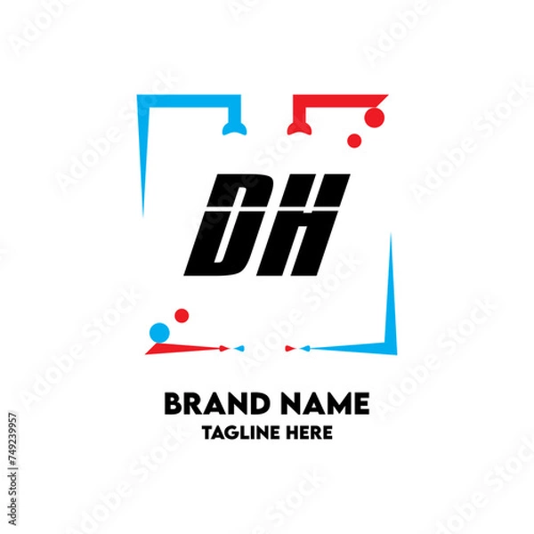 Obraz DH Square Framed Letter Logo Design Vector