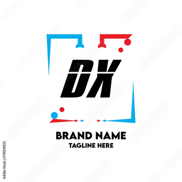Obraz DX Square Framed Letter Logo Design Vector