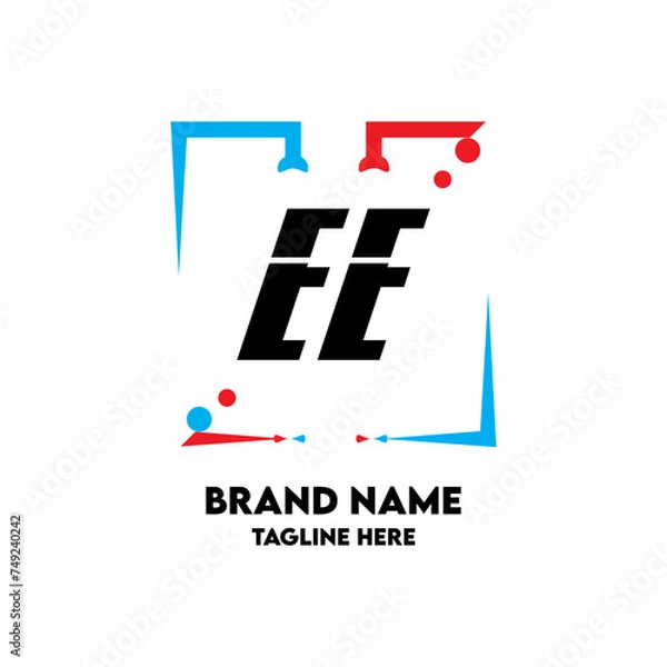 Obraz EE Square Framed Letter Logo Design Vector