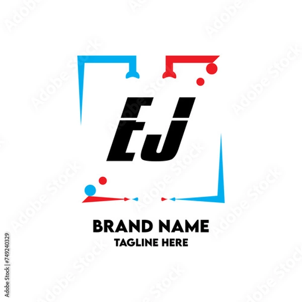 Obraz EJ Square Framed Letter Logo Design Vector