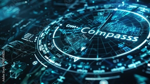 Fototapeta Compass technoloy style with text