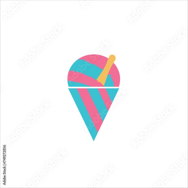 Obraz Shaved ice, summer, rainbow, vector illustration