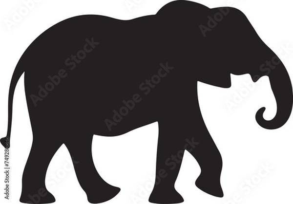 Obraz Elephant Silhouette Vector Illustration White Background