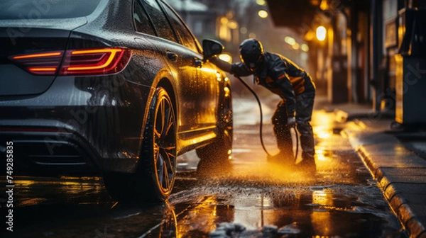 Fototapeta Explore the world of automobiles on the city streets filled with traffic, accidents, vintage cars, and fast driving experiences, generative AI