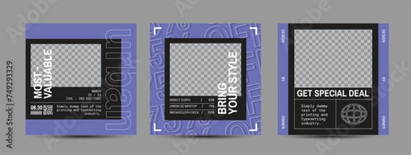 Fototapeta Hype social media post template set. Modern social media post bundle vector, Design editable template for social Template