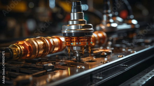 Fototapeta Vintage Glassware and Metal Equipment for Bar, Drink, Food, and Coffee with Beer Bottle and Chess Set in Gold and Alcohol Accents, generative AI