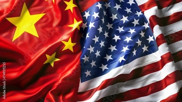 Obraz Flag showing the economic impact of U.S.-China relations.