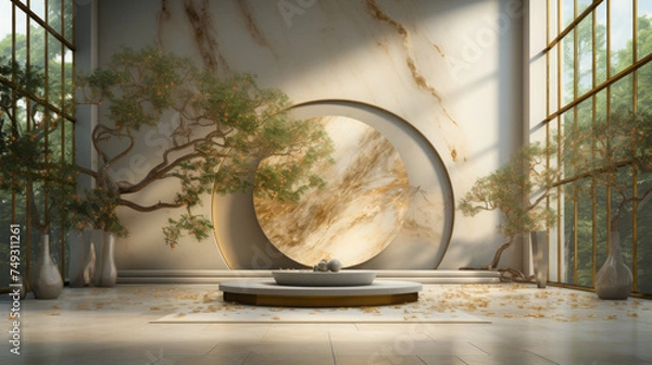 Fototapeta Exploring Our Green Sphere: A 3D World Map of Nature, Water, and Ecology in Earth's Environment, generative AI