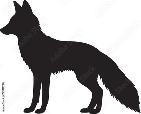 Obraz Fox Silhouette Vector Illustration White Background