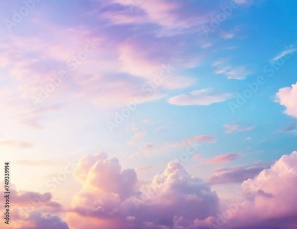 Fototapeta Beautiful Light Sky With Soft Clouds Background Ai generate