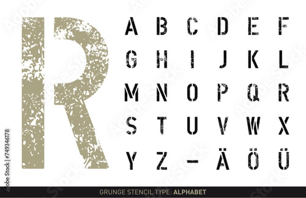 Obraz Grunge stencil alphabet