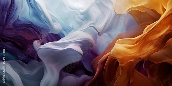 Fototapeta Abstract background Streams of brown and white smoke flow gently in the water