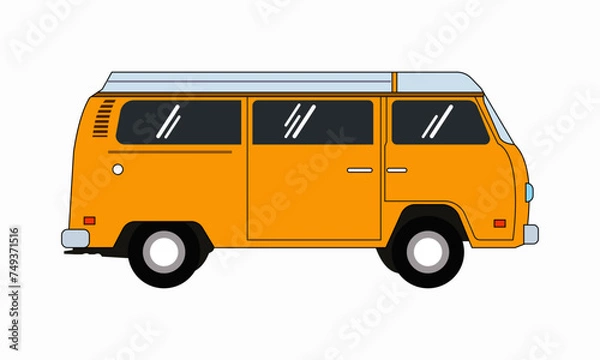 Obraz yellow van isolated on white background