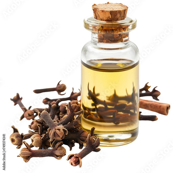 Fototapeta Clove Oil, transparent background, isolated image, generative AI