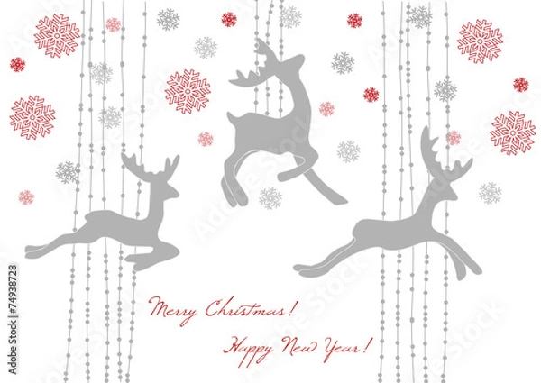Obraz Rentier Postkarte mit Schneeflocken