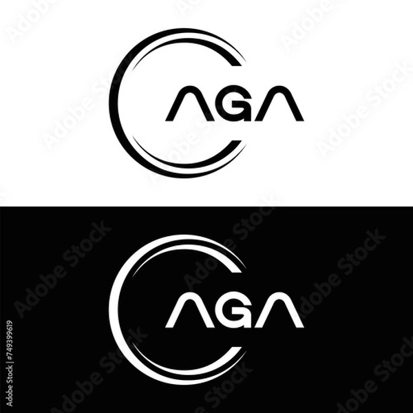 Fototapeta AGA logo. A G A design. White AGA letter. AGA, A G A letter logo design. Initial letter AGA linked circle uppercase monogram logo. A G A letter logo vector design. top logo, Most Recent, Featured,