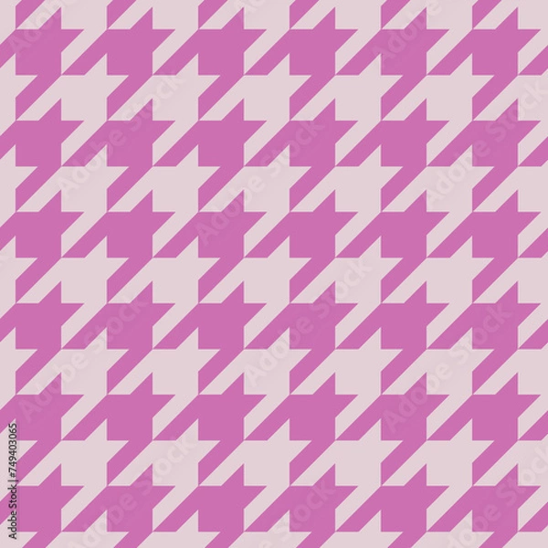 Fototapeta Tweed check plaid pattern in trendy coral color.Seamless houndstooth pattern.